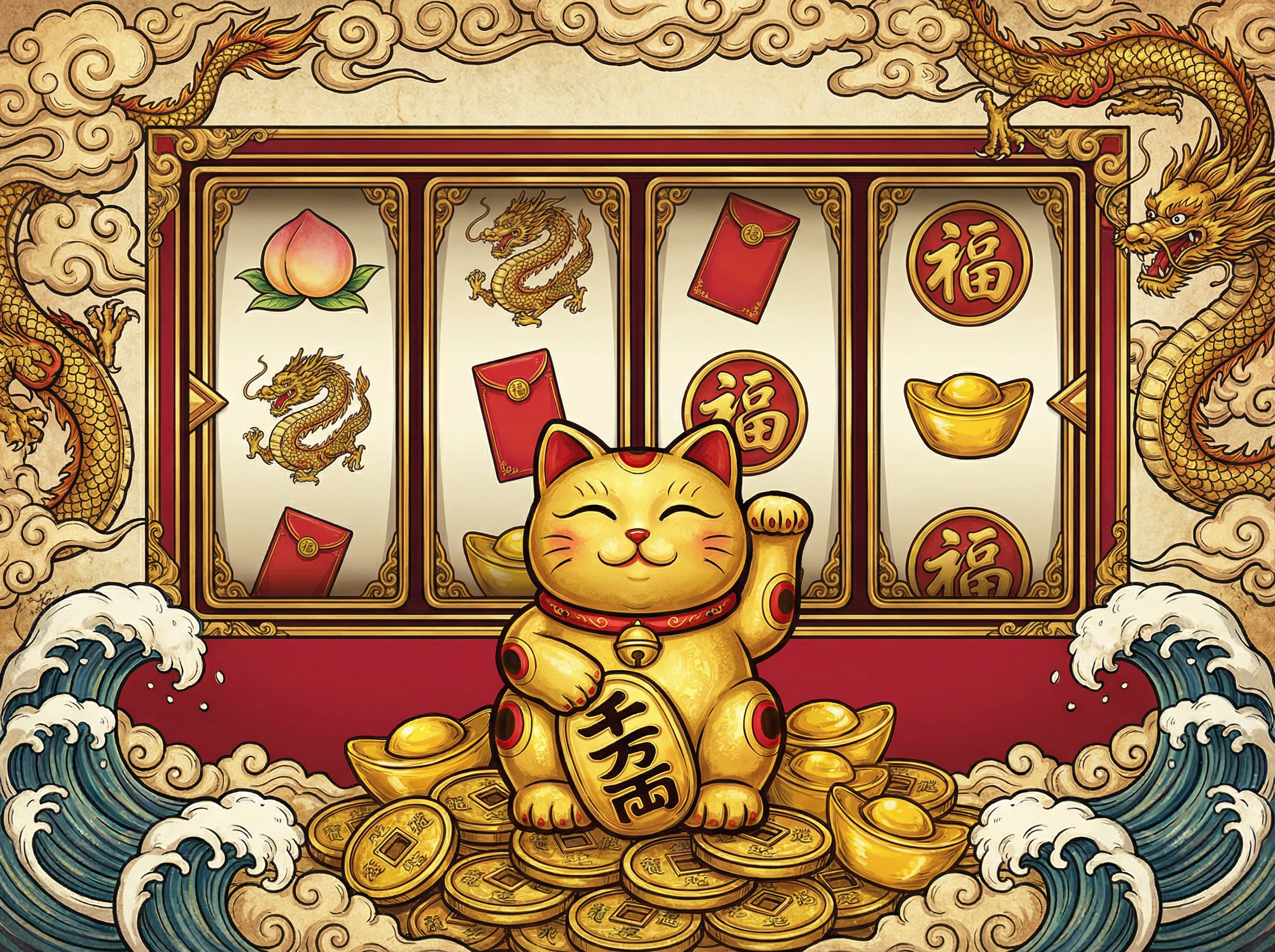 pg娱乐城招财猫老虎机游戏金色招财猫与聚宝盆